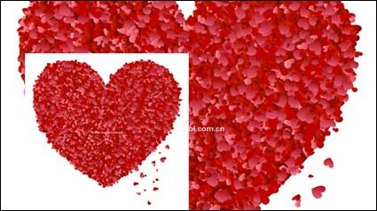 Heart petals formed by the Pursuit large peach heart vector material