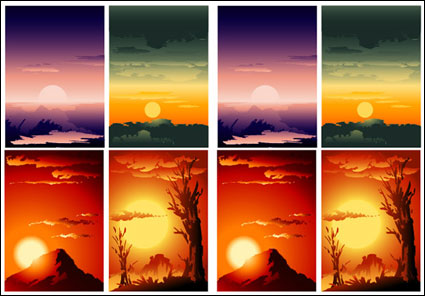 Vector beautiful sunset scenery