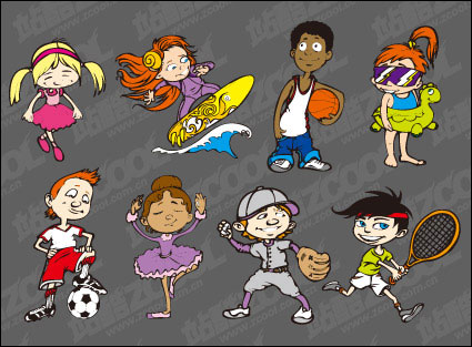 Sports cartoon character vector material