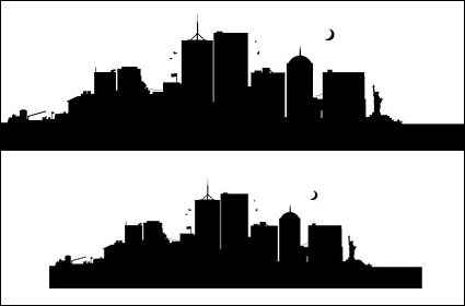 U.S. city, New York silhouette Vector