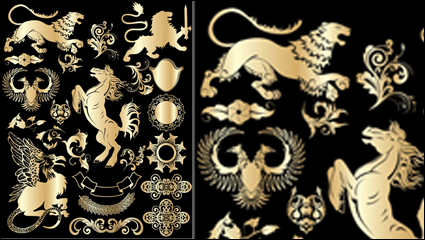 Golden European design elements vector material -1