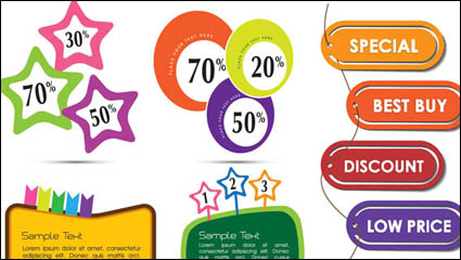 Beautiful color labels 01 - Vector