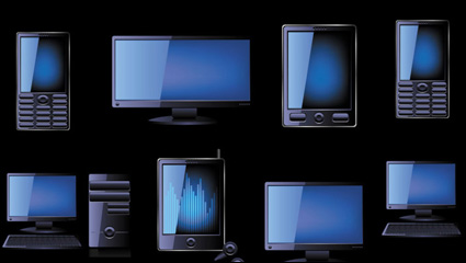 Blue technology products icon 01 - vector material