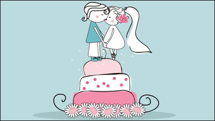 Cartoon-style wedding elements 02-- vector material