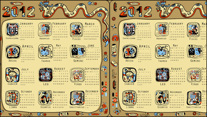 2012 Year of the Dragon Calendar vector material -2