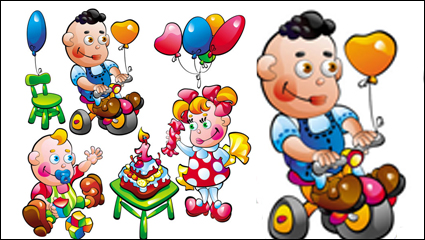 Cartoon baby food toys 01 - vector