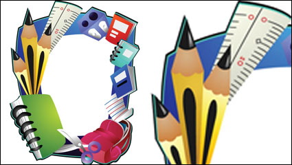 Cartoon school supplies 04 - vector