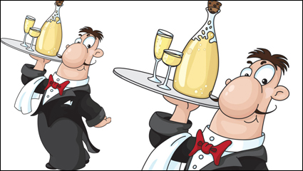 Cartoon chef and attendant image 04 - vector