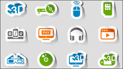 Delicate electronic products stickers 03 - vector