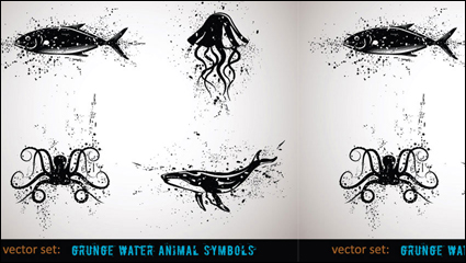 Ink animal vector material -4