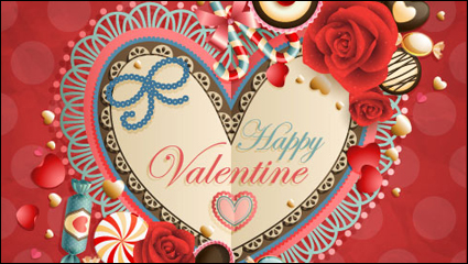 Vintage Valentine card 03 - vector material