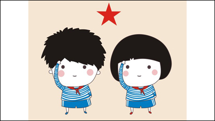 Cartoon vector material Young Pioneers