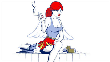 Line art cartoon characters 02 - vector material