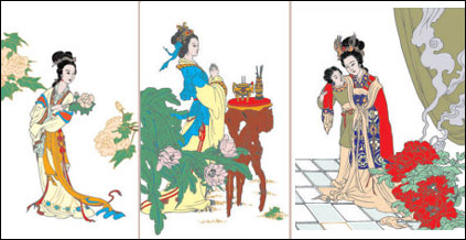 the drunken beauty, ladies flowers Vector Chart material