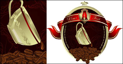 Coffee beans, coffee cup design vector