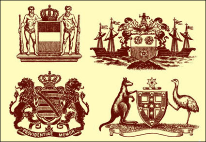 Statues, lion, crown, kangaroo, ostrich