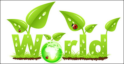 Vector ladybug leaves the grass grow green earth