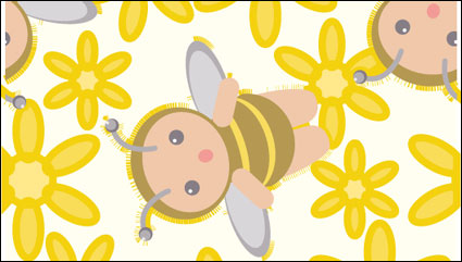 Continuous background of the flowers bees vector