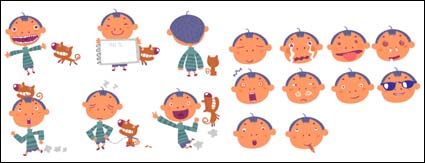 Naughty boy and dog vector material