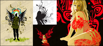 3 of the wings of female pattern vector material