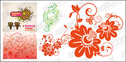 4, lovely style pattern vector material