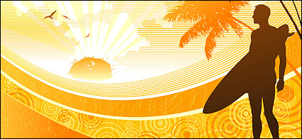 Vector seaside windsurfing pictorial material