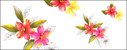Hand-painted flowers layered material psd-8