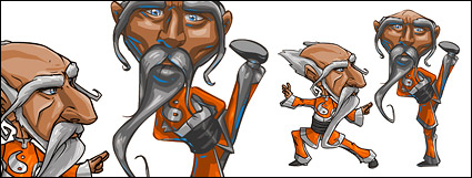 Comic style of kung fu elderly